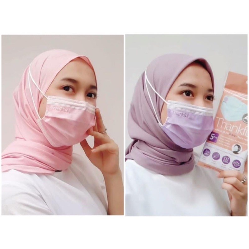 Polkadope masker icare hijab 3 ply ISI 50 pcs - pouch putih