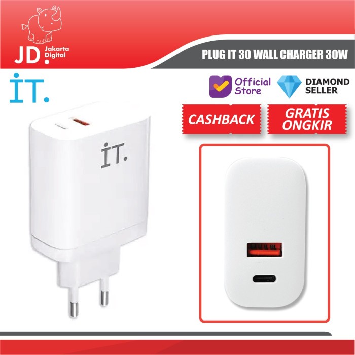 It Plug It 30 Wall Charger 30W / Kepala Charger - Garansi Resmi