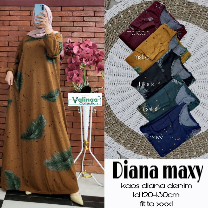 Baju Gamis Wanita Diana Maxy Ld 120 Bahan Diana Denim