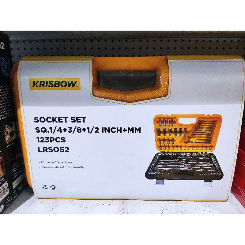 Krisbow set kunci sok 1/2, 3/8, 1/4 in kunci ring pas/kunci bengkel set/socket set