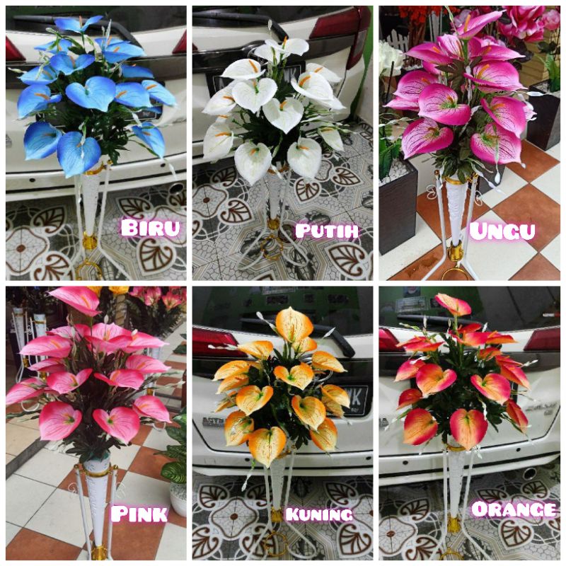 Bunga aron lengkap dengan pot/Bunga plastik/Bunga hias/pot standing/pohon plastik/pohon hias/artific