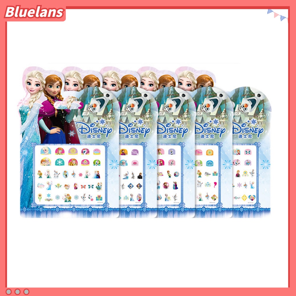 Bluelans 1 Lembar Stiker Kuku Motif Mickey Snow White Elsa Untuk Dekorasi Anak Perempuan