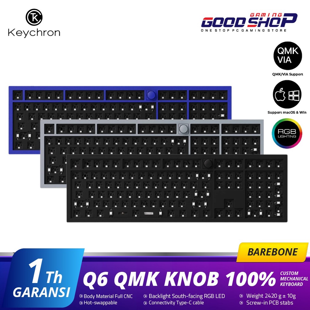 Keychron Q6 QMK 100% BAREBONE Knob Version Custom Mechanical Keyboard