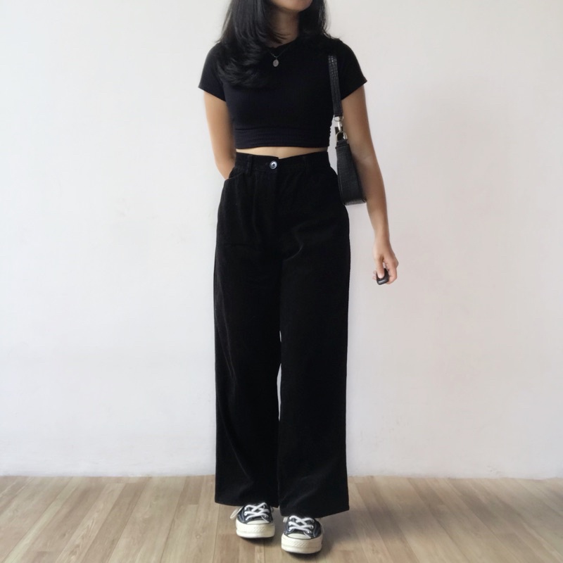 Junmen Black Corduroy Pants