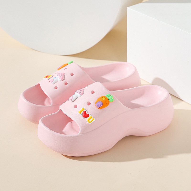 FY Sandal Slop Wanita Wedges Import Tebal 5 Cm Carrot Jabbitz