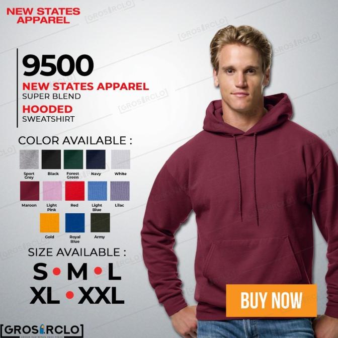 New States Apparel ( NSA ) JAKET Hoodie Polos 9500 Import Original