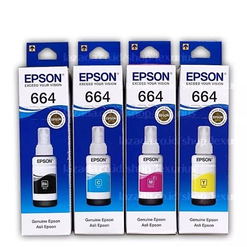 Tinta Printer Epson 664 1 paket BK/CY/MG/YL original resmi epson