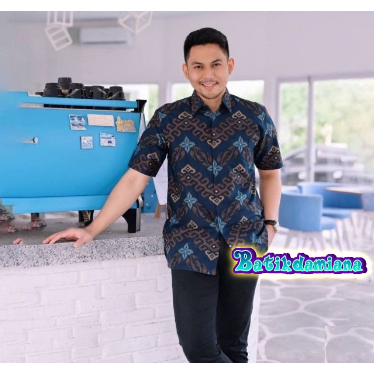 Couplebatikdamiana Batik Pria Lengan panjang Kemeja Batik Keluarga Ayah dan Anak Hem Batik Lengan Pe