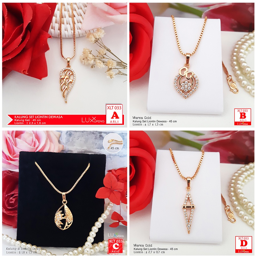 XLT 033 Kalung Set Liontin Dewasa Permata Zirkon Perhiasan Mas Imitasi Kalung Xuping Merk Yaxiya Luxx Xuping