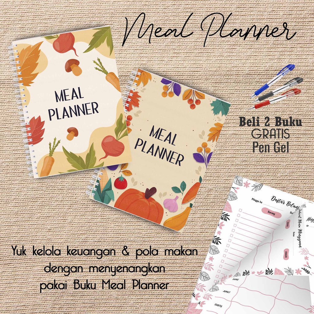 

Artomaringi Meal Planner / Jadwal Menu Hemat Harian Beli 2 Buku Gratis Pen Gel Kode MP16