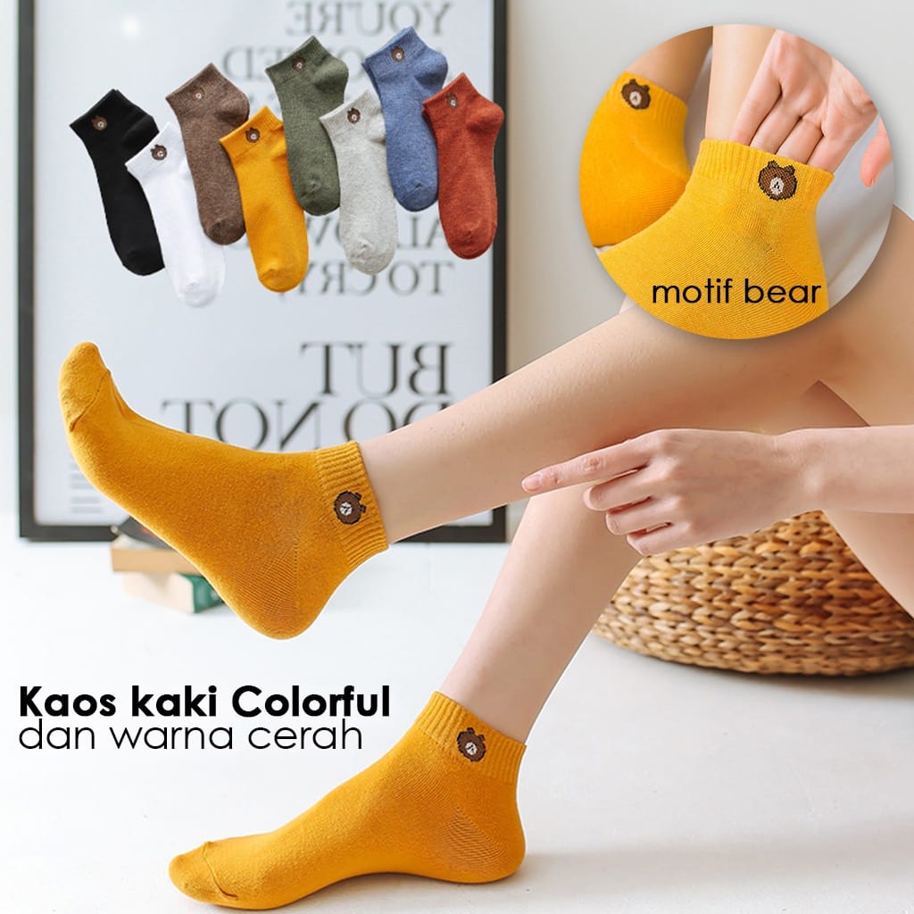 (JC)Kaos Kaki Ankle Motif Beruang Cute Semata Kaki