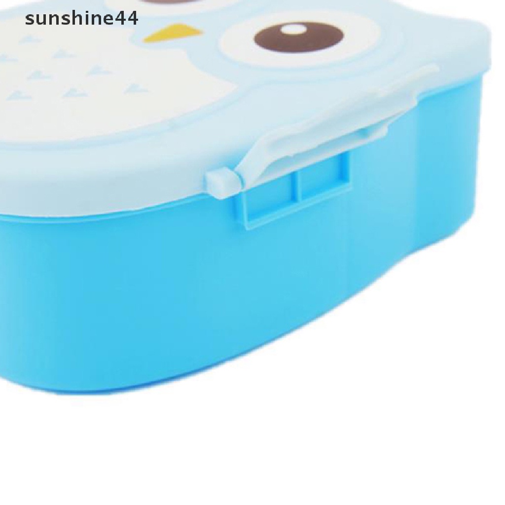 Sunshine Kotak Makan Bento Portable Bentuk Burung Hantu Kartun Dengan Sendok Untuk Outdoor