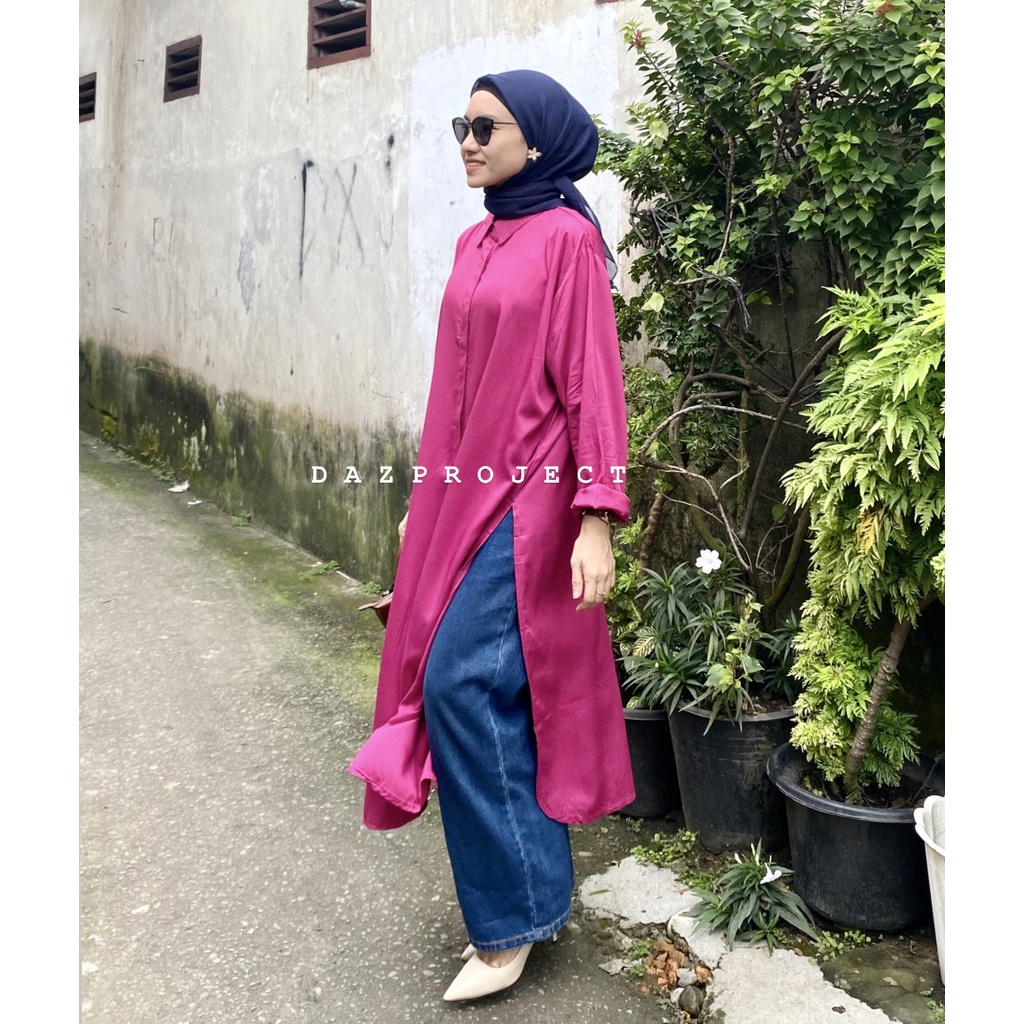 Marsya Tunik Rayon Polos Rayon Twill Kemeja Tunik Polos LD 120 by DAZPROJECT