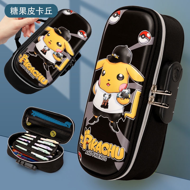 ❀Sera Sera Siswa SMP Multi-Lapisan Kapasitas Besar Kotak Alat Tulis Anak Laki-laki Sekolah Dasar Gadis Multi-Fungsi Pikachu Sandi Kunci Kotak Pena Kotak Pensil