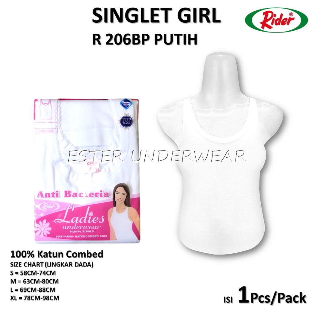 Kaos Singlet Wanita Rider R 206 BP PUTIH Isi-1PCS