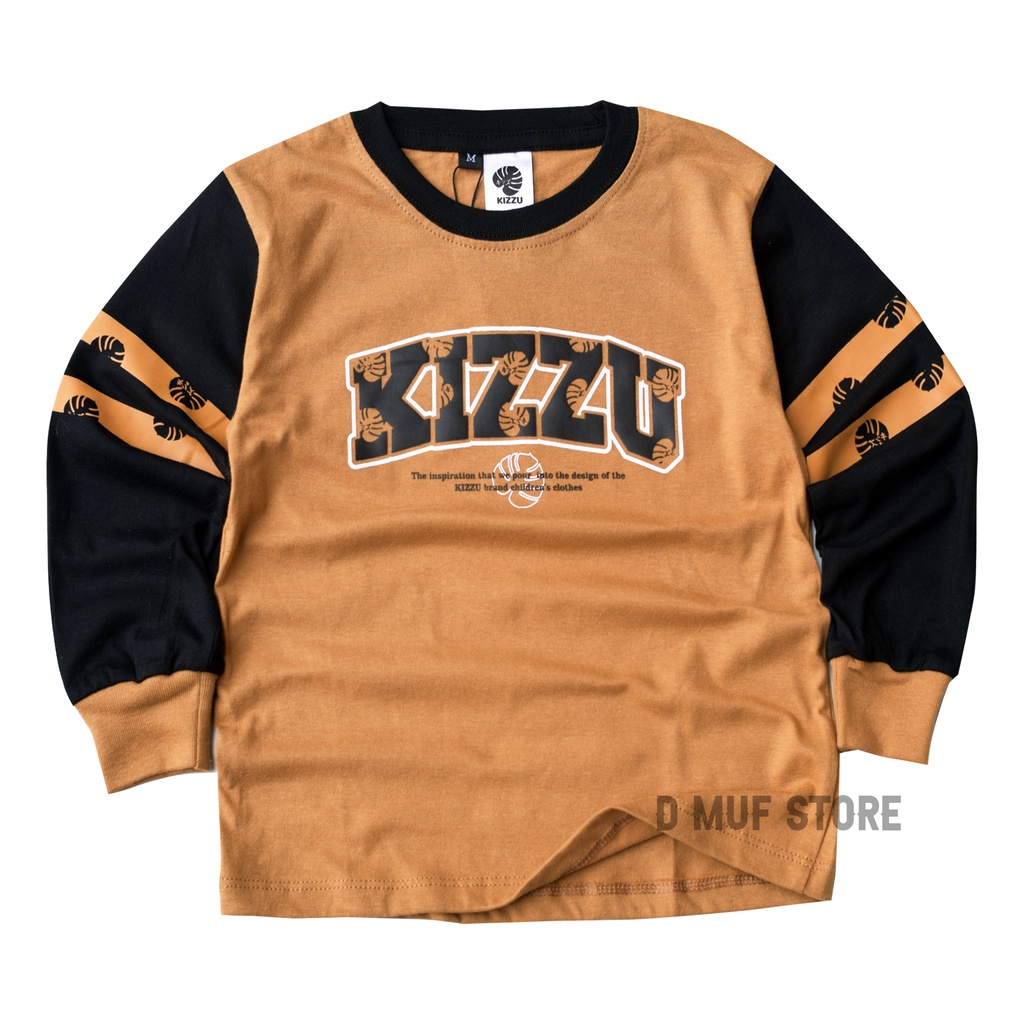 Kizzu Kaos Lengan Panjang Anak Premium Cotton 30s Usia 1-12 Tahun LP Font Almond-D Muf Store