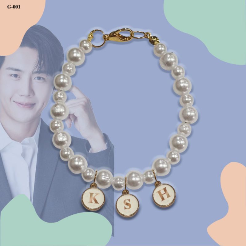 GELANG MUTIARA KIMSEONHO/GELANG KSH/FREE PHOTO KSH/GELANG TANGAN CUSTOM NAMA