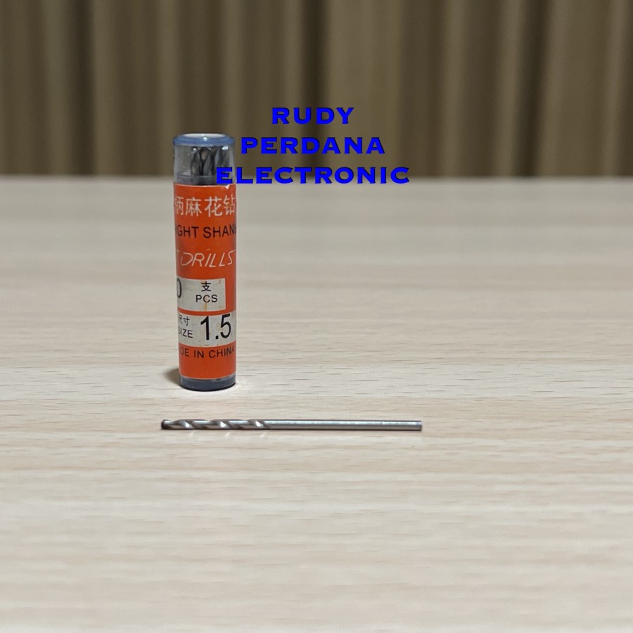 MINI DRILL SILVER TWIST BIT HSS MATA BOR PLASTIK KAYU PCB 1.5MM 1.5 MM