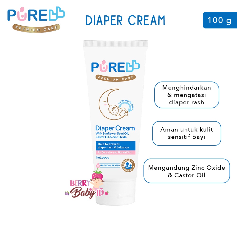 PureBB Baby Diaper Cream Krim Bayi Anti Iritasi Popok &amp; Diaper Pure BB Berry Mart