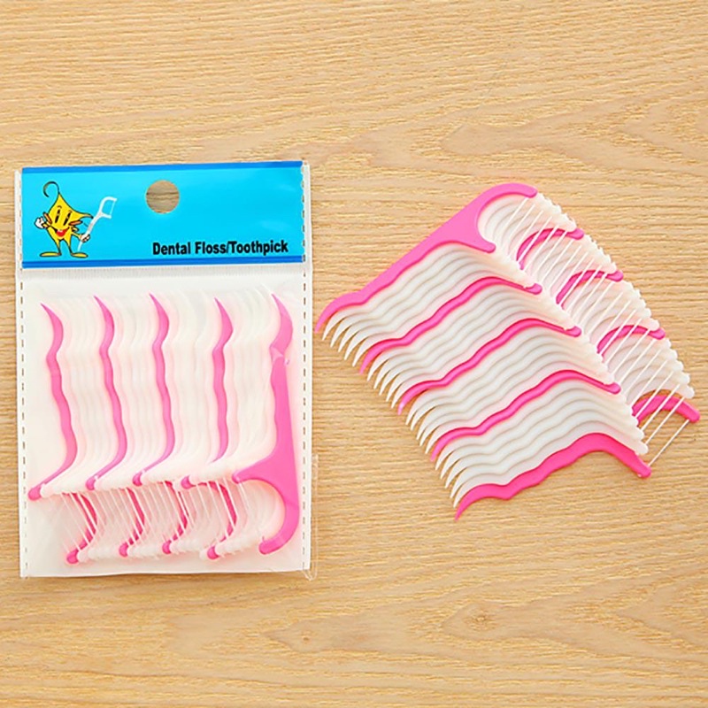Dental floss tooth pick pink putih isi 25 tusuk gigi plastik flossing toothpick picks sela gigi ALICE DENTAL