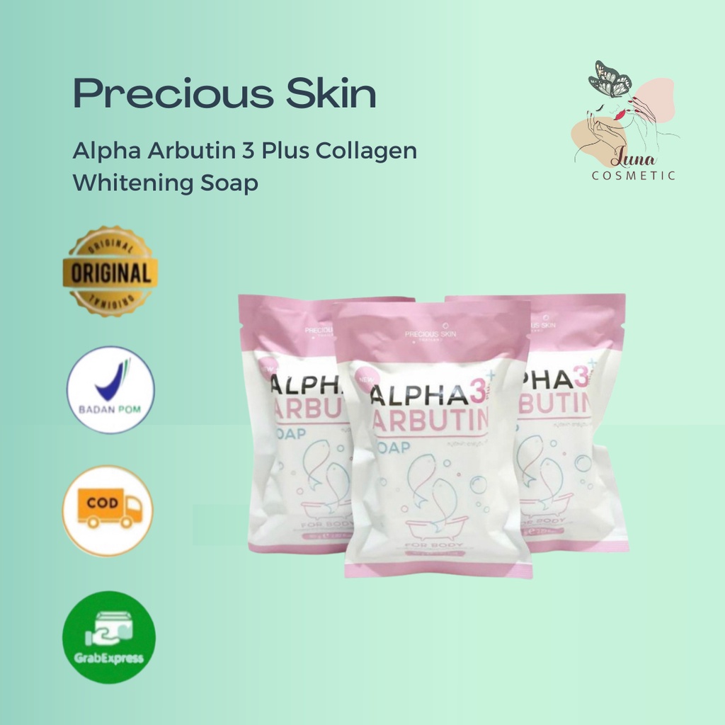 Precious Skin Thailand Alpha Arbutin 3 Plus Collagen Whitening Soap / Sabun Pemutih Badan / Sabun / Soap 80g