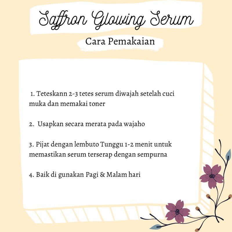 Serum Glowing Safron Penghilang Flek Hitam Jerawat Dan Bekas Jerawat Ampuh Menghilangkan Flek Hitam Memutihakan Dan Mengglowingkan Wajah