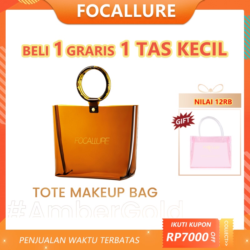 FOCALLURE #AmberGold Pvc Bag Tote Bag beauty Cute Travel Cosmetics Pouch Bag Waterproof Makuep Bag