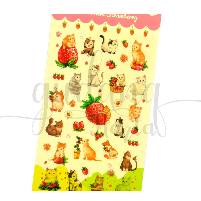 Stiker Mew Mew Strawberry Sticker Motif Kucing Dan Buah DIY Scarpbook GH 303089