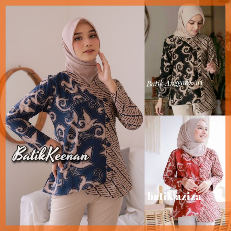 Baju Batik Wanita Modern Monalisa Genes M,L,XL Asli Pekalongan/ Atasan Batik Wanita PPBTK07 Modern Batik Murah Cassual Atasanbatik Wanitabatik