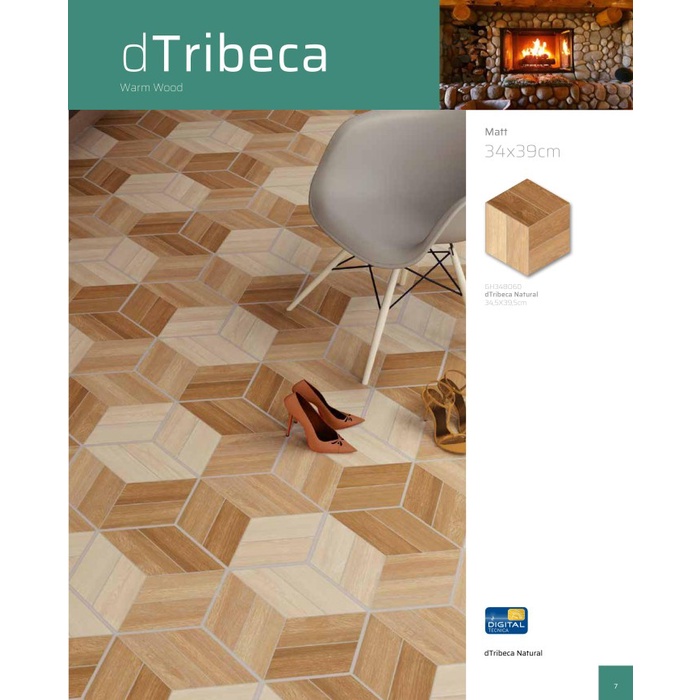 KERAMIK LANTAI 34X39 CM ROMAN HEXAGONAL DTRIBECA NATURAL GRADE A