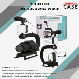 Kampuscase - Paket Vlogging Set Mic LED Tripod Video Recording Livestream Tool Kit