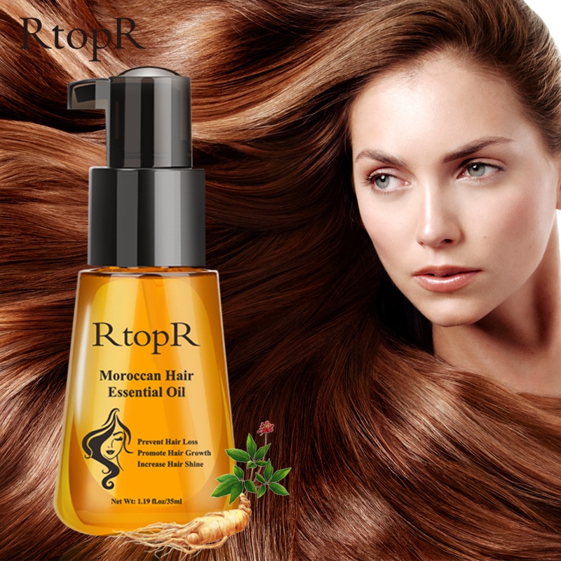 RtopR Moroccan Hair Essential Oil Mengurangi Kehilangan Rambut Produk Pertumbuhan Rambut Minyak Esensial