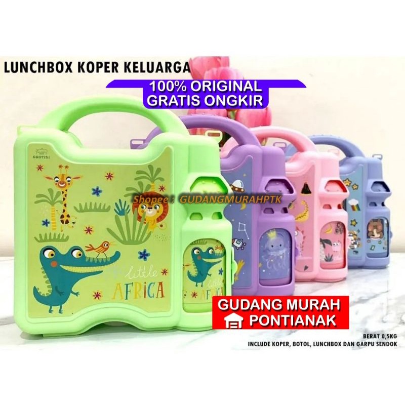 Lunchbox anak koper / Lunch box anak koper keluarga /kotak bekal anak set