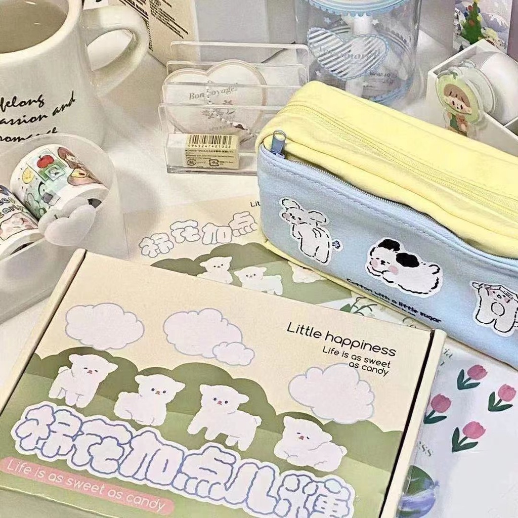 ◊♕Sera gadis berkapasitas besar sederhana bernilai tinggi multi-layer yang dipisahkan tas pensil siswa yang lucu kanvas kecil tas pensil segar