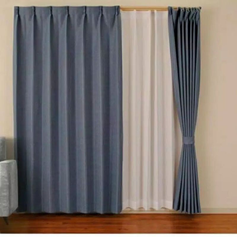 Gorden blackout polos model cantolan kawat s bahan tebal