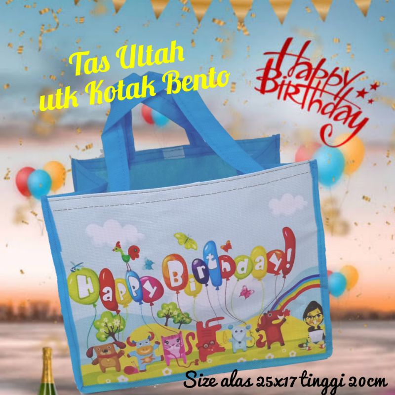 

Tas Ultah Kotak Bento Tenteng Vinil size 25x17x20 cm