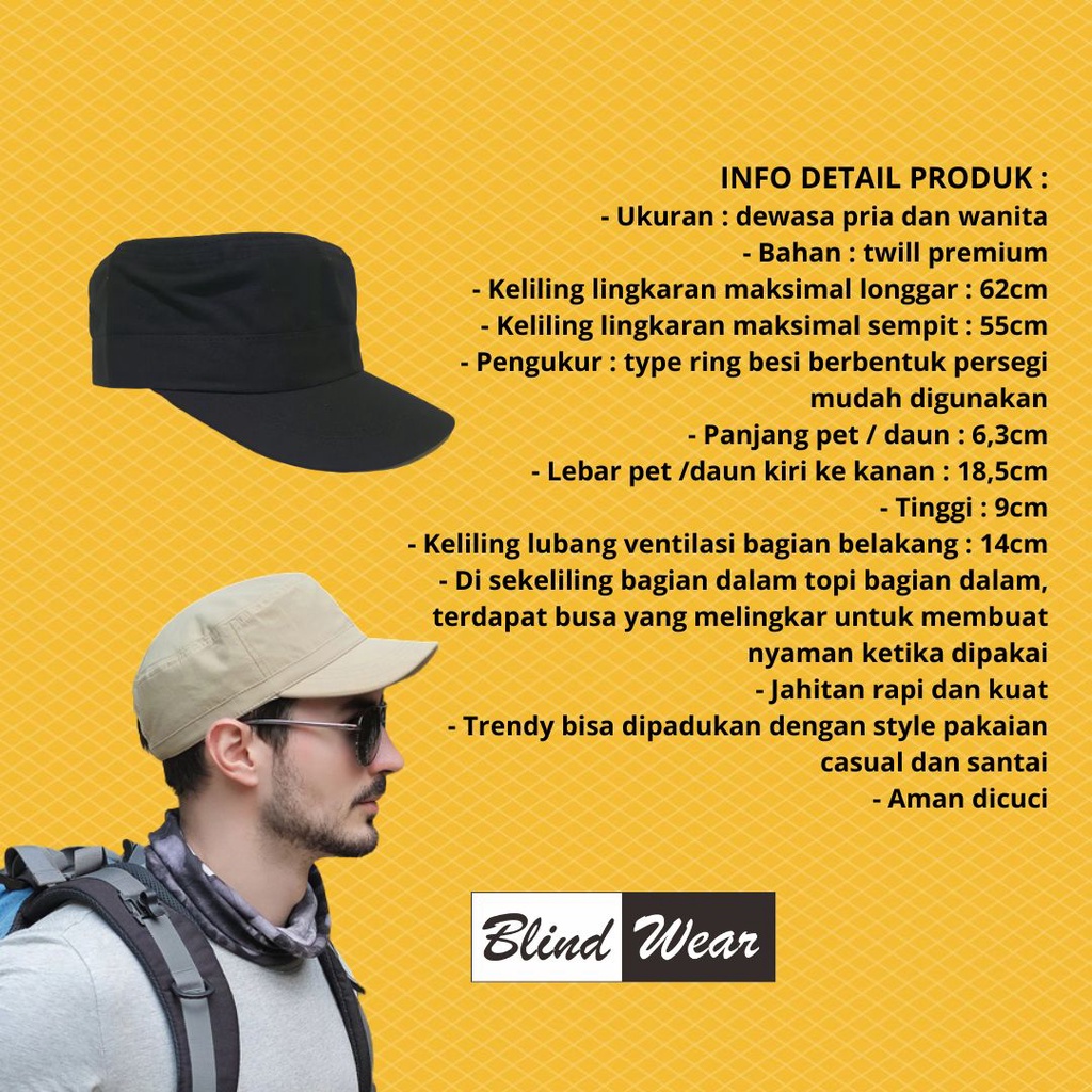 Topi Komando Pria Wanita Laki Perempuan Polos Premium Unisex
