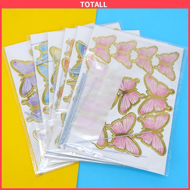 COD 10PCS kupu-kupu sisipan kue ulang tahun Stamping Emas Dekorasi Kue-Totall