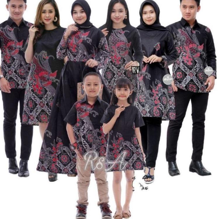 {DJF.18Oc22p} Batik Couple keluarga jumbo batik sarimbit keluarga modern motif kenari hitam