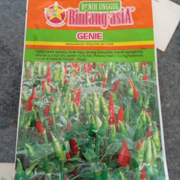 Benih/Bibit Cabe rawit hijau Genie 10gr/Bintang Asia "SPJ.18Oc22ᴰ"