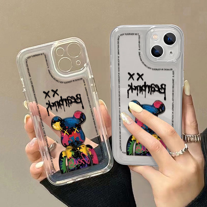 Soft Case TPU Transparan Motif Beruang Untuk iPhone 14 13 12 11 Pro Max XS Max XR X 14 8 7 Plus SE 2020 2022