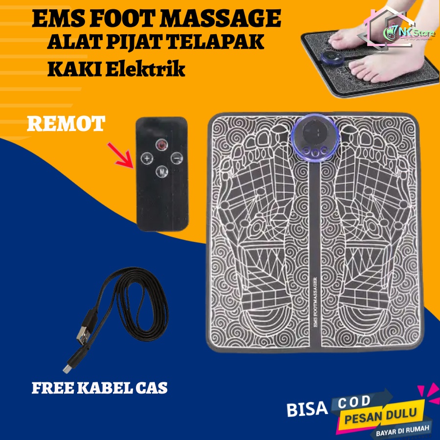 EMS Foot Massage Mat Alat Pijat Pijit Telapak Kaki Refleksi Elektrik Original / Tikar Pijat Kaki Bisa di Cas