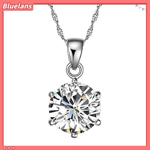 Bluelans Women Wedding Party Cubic Zirconia Pendant Necklace Stud Earrings Jewelry Set