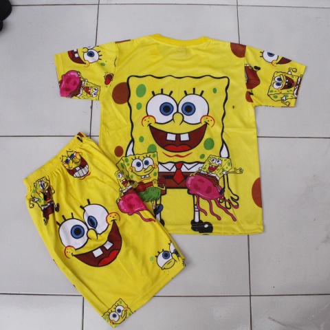 jersey kaos spongebob anak lengan pendek celana pendek usia 2-12thn