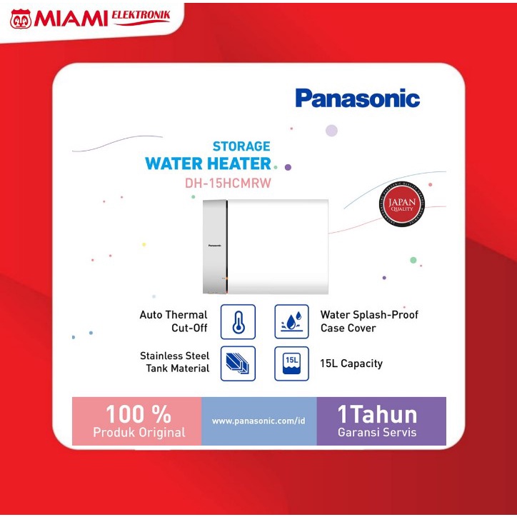 Panasonic 15HCMRW Water Heater 15 Liter  Pemanas Air 350 Watt