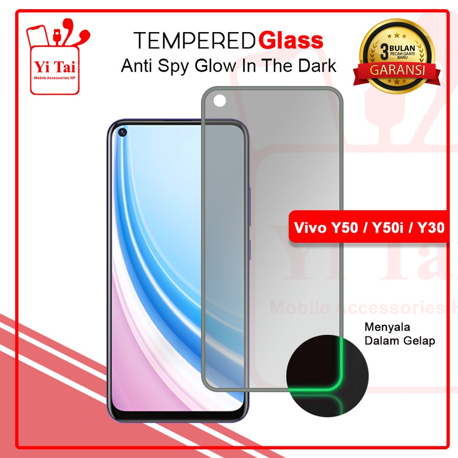 YI-TAI TEMPERED GLASS PREMIUM SPY GLOW IN THE DARK VIVO Y20 Y20I Y20S Y12S VIVO Y21 Y21S Y21T VIVO Y50I Y50 Y30 VIVO Y51 2020 Y51A WHITE_CELL