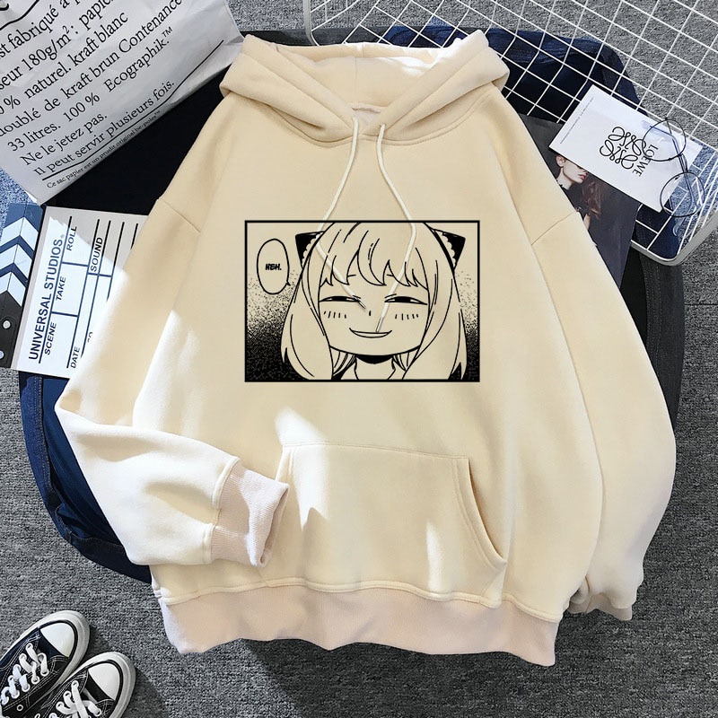 SPY X FAMILY Hoodie Anya Forger Harajuku Kawaii Manga Spyxfamily Sweatshirt Hoody Kasual Streetwear Anime Uniseks Grafis Baru