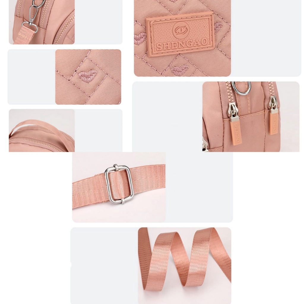 TAS SELEMPANG WANITA IMPORT 3 RESLETING SLING BAG KANVAS PINK TA672P3 RITUNI KOREA FASHION REMAJA KEKINIAN KECIL SIMPLE LUCU PREMIUM BRANDED BATAM CEWEK MURAH