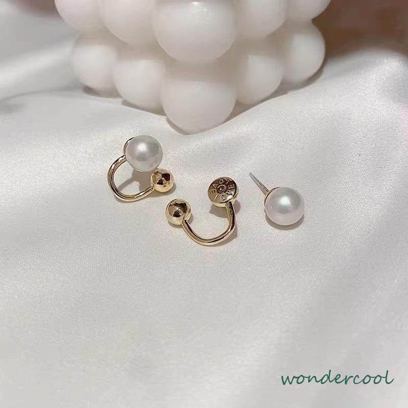 Anting Mutiara Temperamen Anting Desain Sederhana Wanita S925 Anting Kepribadian Perak S925-Won