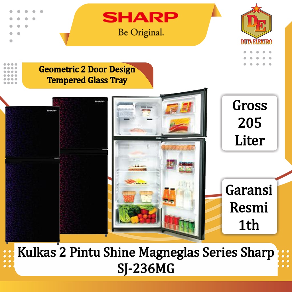 Kulkas 2 Pintu Sharp SJ 236 MG Shine Magneglas Series